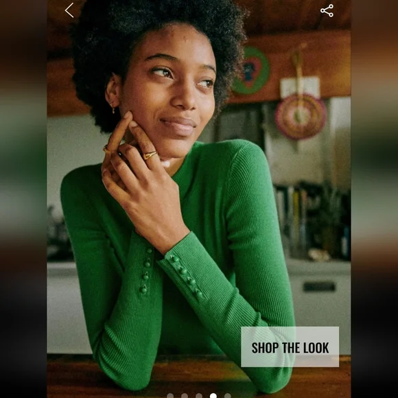 Sezane Simon Green High Neck Organic Cotton/ Wool Long Sleeve Sweater - Picture 4 of 6